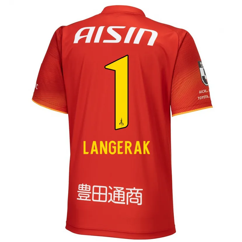 Danxen Niño Camiseta Mitchell Langerak #1 Rojo Blanco Amarillo 1ª Equipación 2024/25 La Camisa