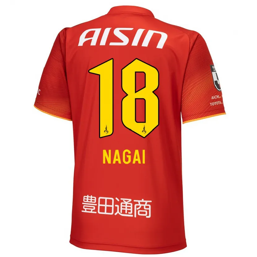 Danxen Niño Camiseta Kensuke Nagai #18 Rojo Blanco Amarillo 1ª Equipación 2024/25 La Camisa