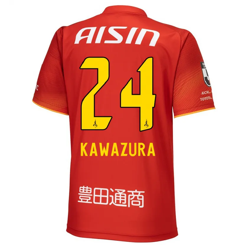 Danxen Niño Camiseta Akinari Kawazura #24 Rojo Blanco Amarillo 1ª Equipación 2024/25 La Camisa