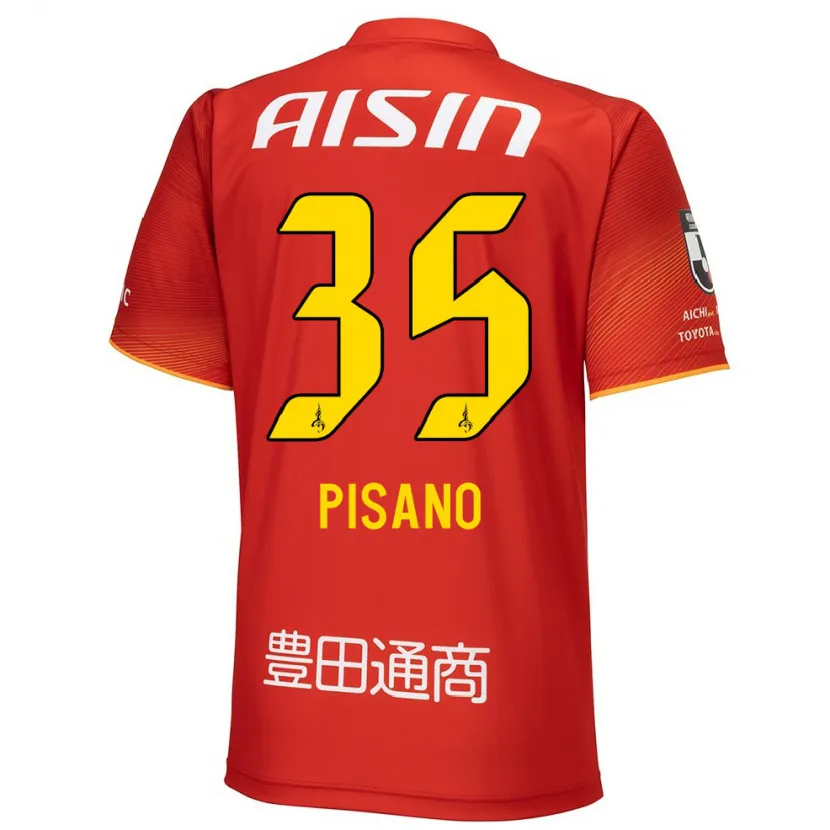 Danxen Niño Camiseta Alexandre Pisano #35 Rojo Blanco Amarillo 1ª Equipación 2024/25 La Camisa