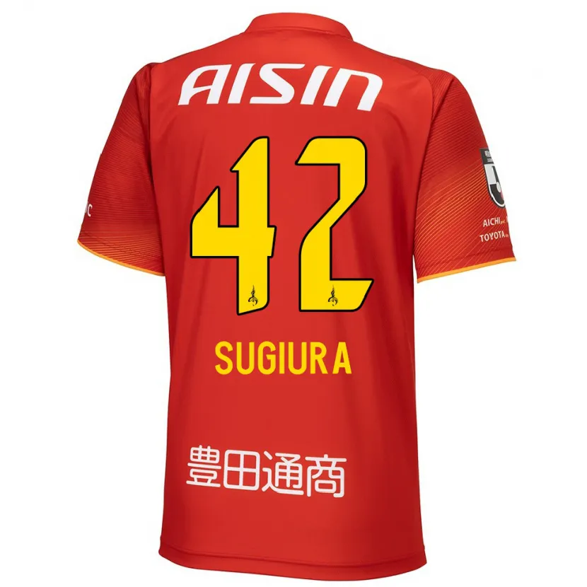 Danxen Niño Camiseta Shungo Sugiura #42 Rojo Blanco Amarillo 1ª Equipación 2024/25 La Camisa