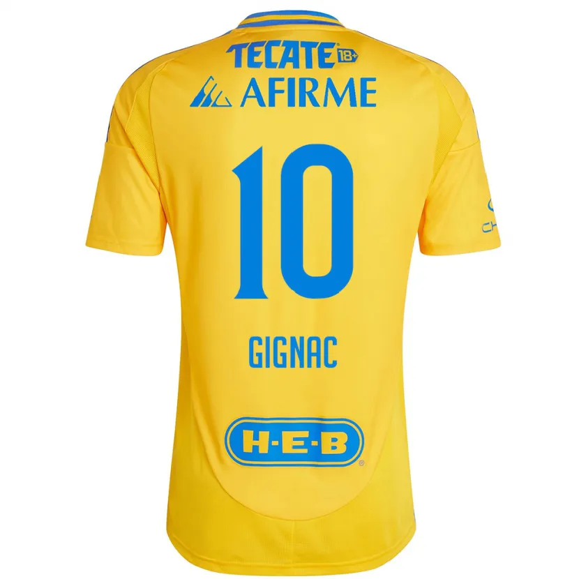 Danxen Niño Camiseta André-Pierre Gignac #10 Oro Amarillo 1ª Equipación 2024/25 La Camisa