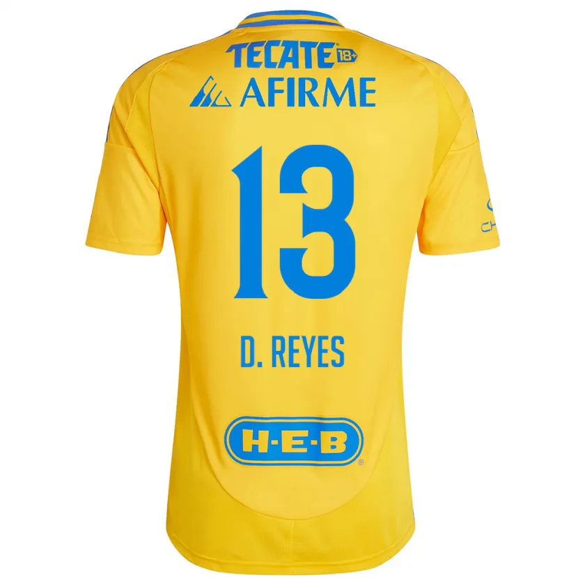 Danxen Niño Camiseta Diego Reyes #13 Oro Amarillo 1ª Equipación 2024/25 La Camisa