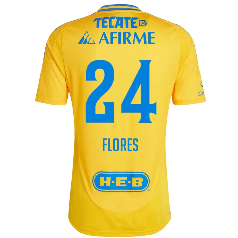 Danxen Niño Camiseta Marcelo Flores #24 Oro Amarillo 1ª Equipación 2024/25 La Camisa