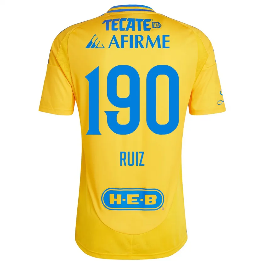 Danxen Niño Camiseta Óscar Ruiz #190 Oro Amarillo 1ª Equipación 2024/25 La Camisa