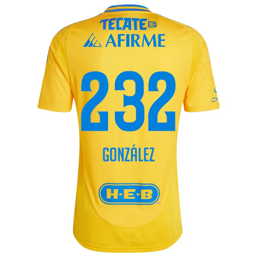 Danxen Niño Camiseta César González #232 Oro Amarillo 1ª Equipación 2024/25 La Camisa