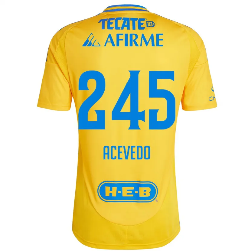 Danxen Niño Camiseta Kevin Acevedo #245 Oro Amarillo 1ª Equipación 2024/25 La Camisa