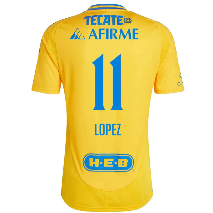 Danxen Niño Camiseta Nicolas Lopez #11 Oro Amarillo 1ª Equipación 2024/25 La Camisa