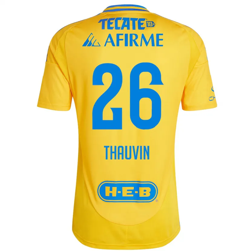 Danxen Niño Camiseta Florian Thauvin #26 Oro Amarillo 1ª Equipación 2024/25 La Camisa