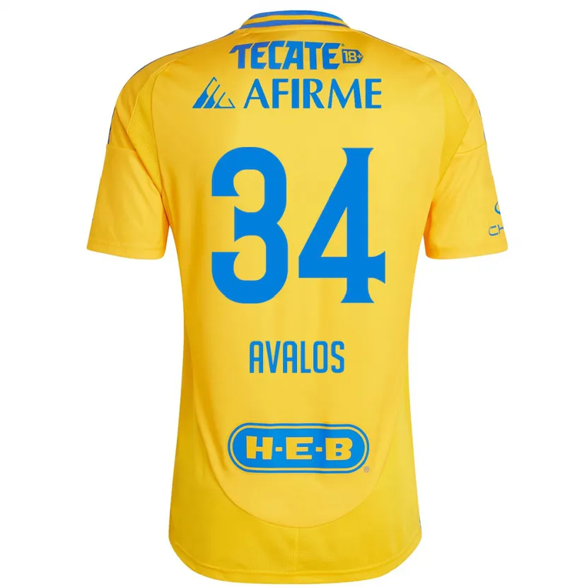 Danxen Niño Camiseta Erick Avalos #34 Oro Amarillo 1ª Equipación 2024/25 La Camisa