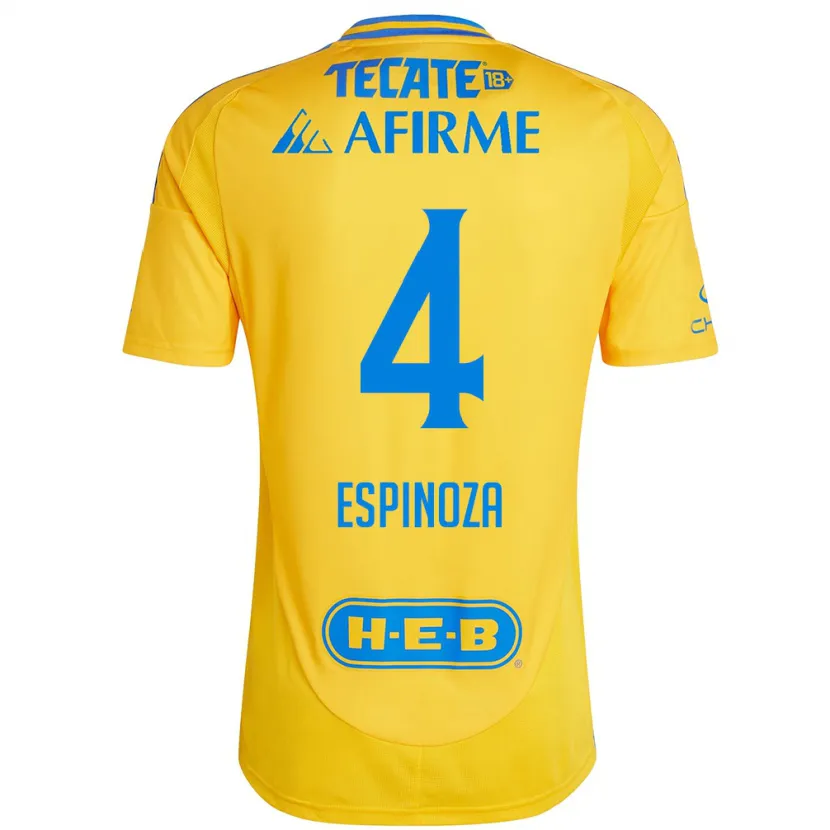 Danxen Niño Camiseta Greta Espinoza #4 Oro Amarillo 1ª Equipación 2024/25 La Camisa