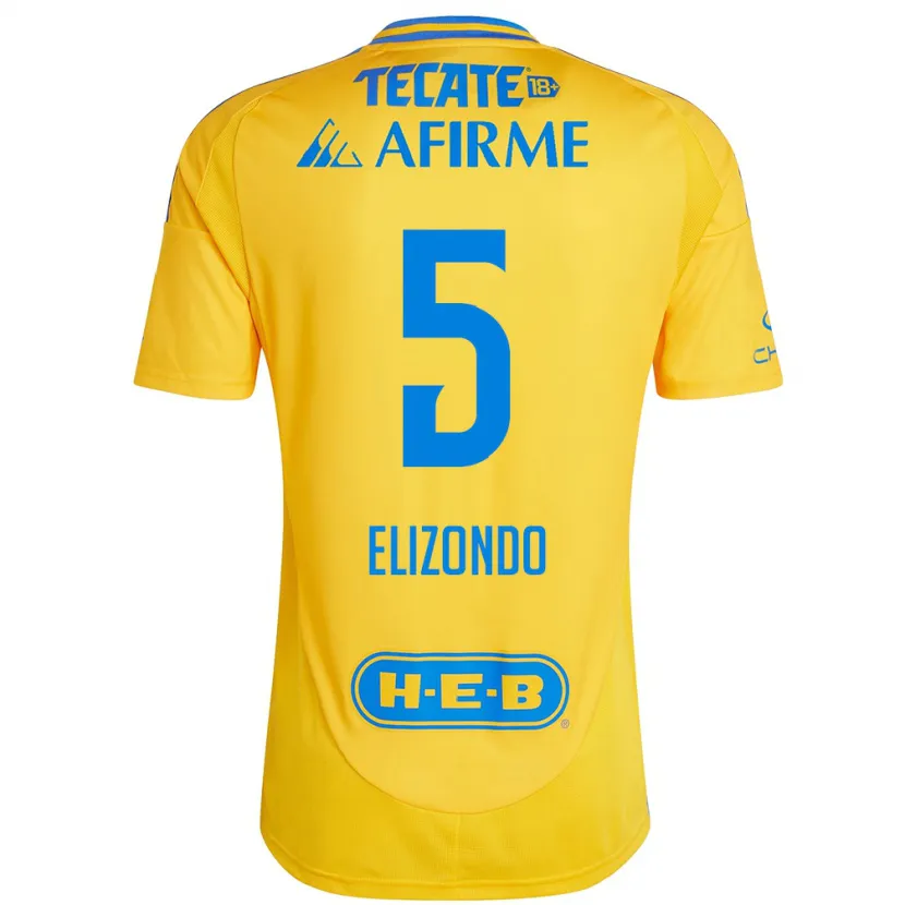 Danxen Niño Camiseta Fernanda Elizondo #5 Oro Amarillo 1ª Equipación 2024/25 La Camisa