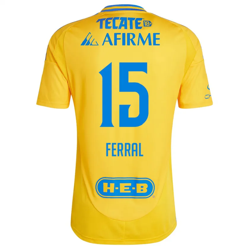 Danxen Niño Camiseta Cristina Ferral #15 Oro Amarillo 1ª Equipación 2024/25 La Camisa