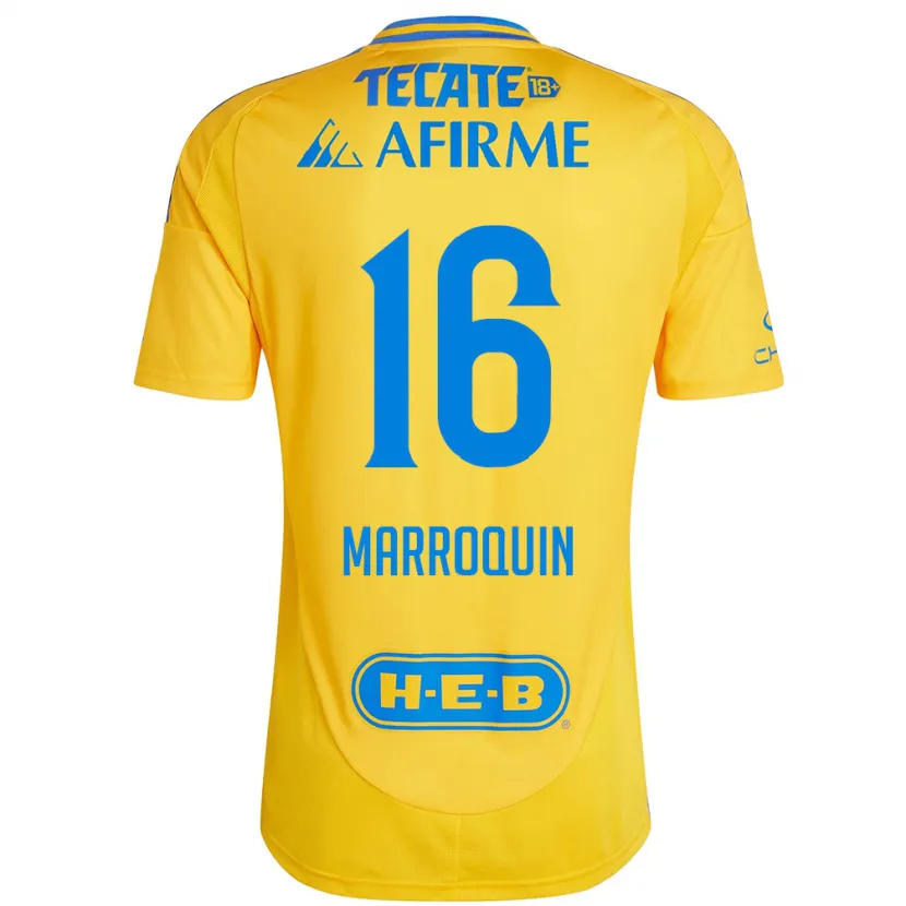 Danxen Niño Camiseta Ammanda Marroquin #16 Oro Amarillo 1ª Equipación 2024/25 La Camisa