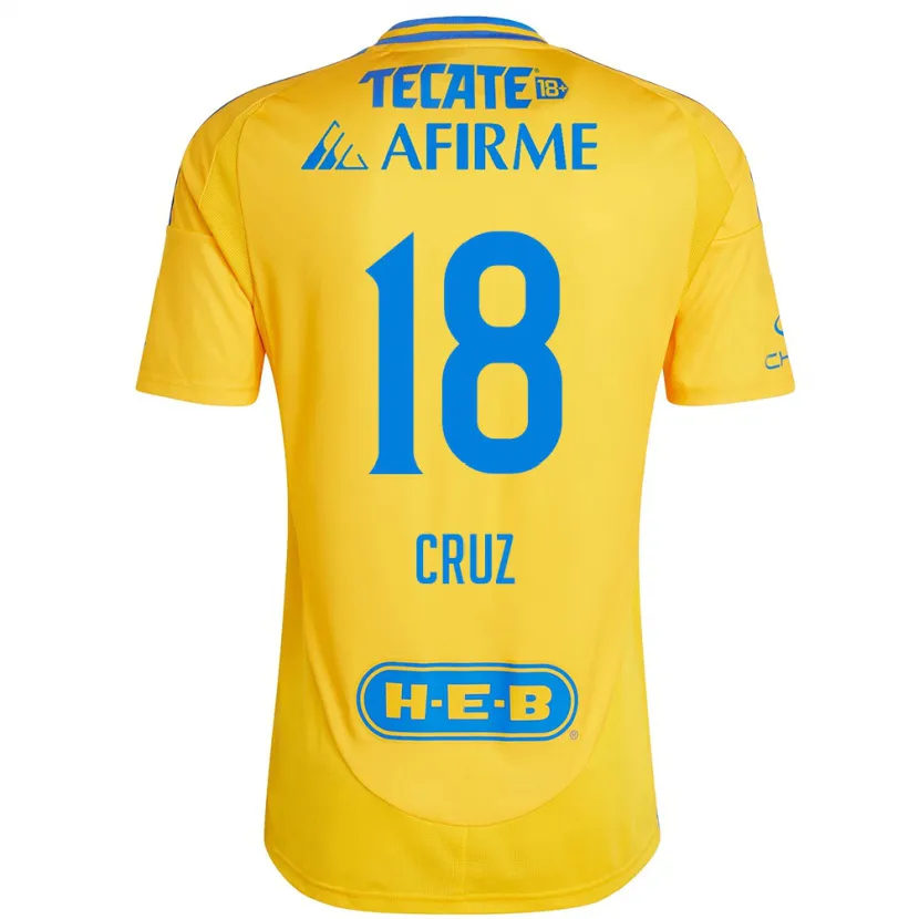 Danxen Niño Camiseta Belen Cruz #18 Oro Amarillo 1ª Equipación 2024/25 La Camisa