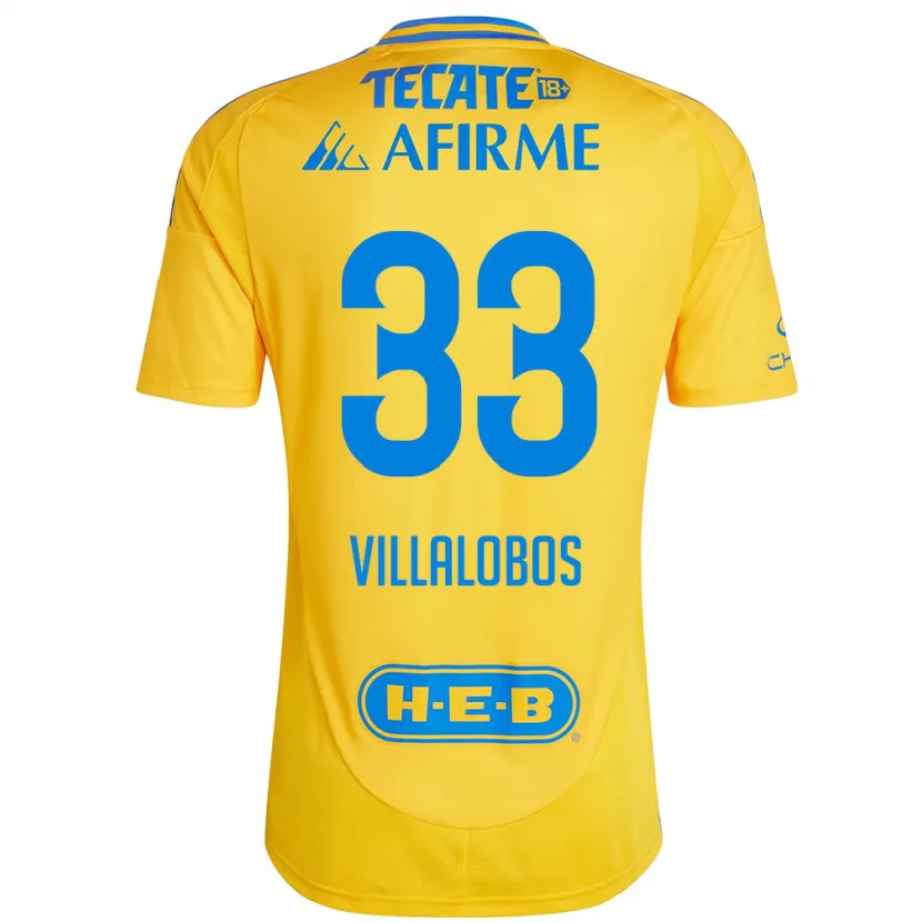 Danxen Niño Camiseta Vania Villalobos #33 Oro Amarillo 1ª Equipación 2024/25 La Camisa