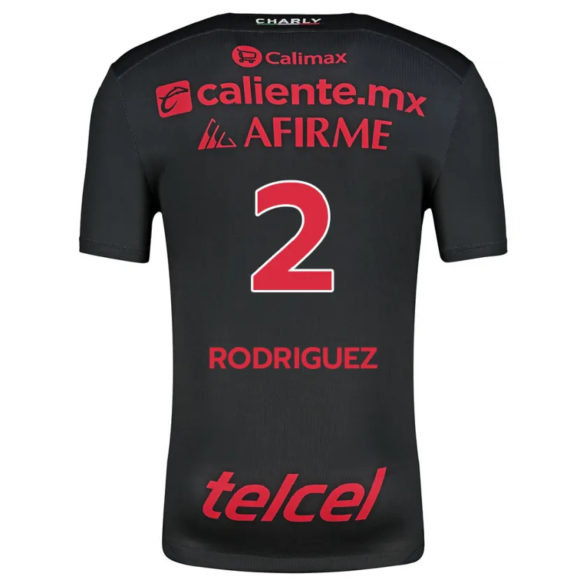 Danxen Niño Camiseta Antonio Rodríguez #2 Negro Rojo 1ª Equipación 2024/25 La Camisa