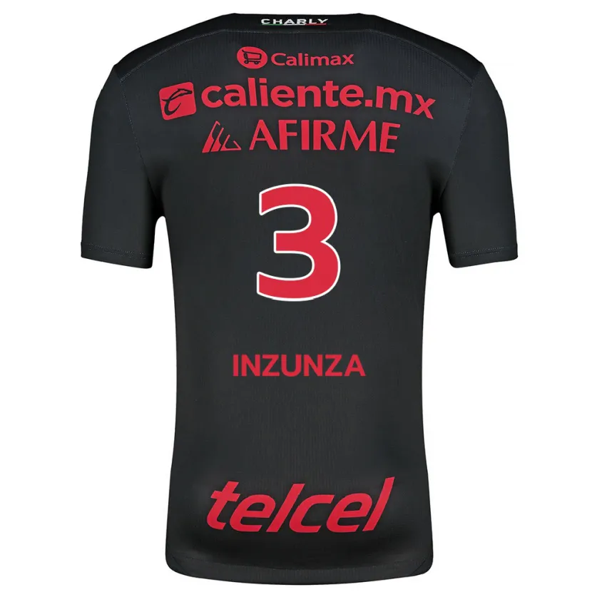 Danxen Niño Camiseta Rafael Inzunza #3 Negro Rojo 1ª Equipación 2024/25 La Camisa