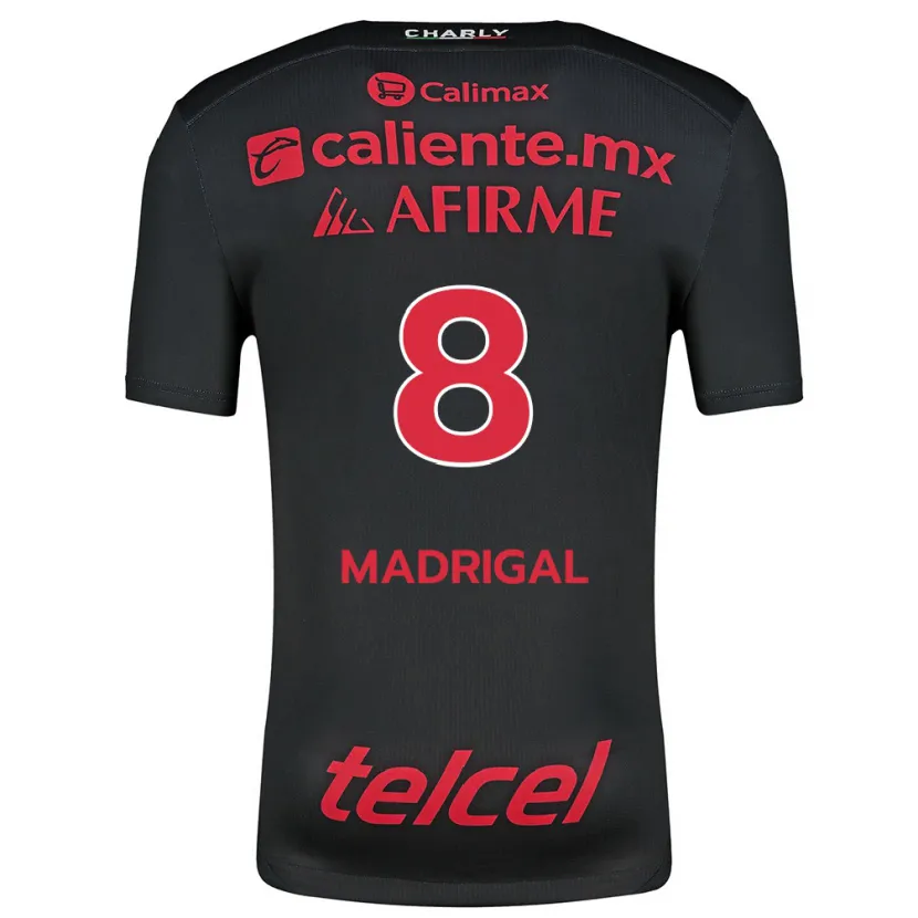 Danxen Niño Camiseta Fernando Madrigal #8 Negro Rojo 1ª Equipación 2024/25 La Camisa