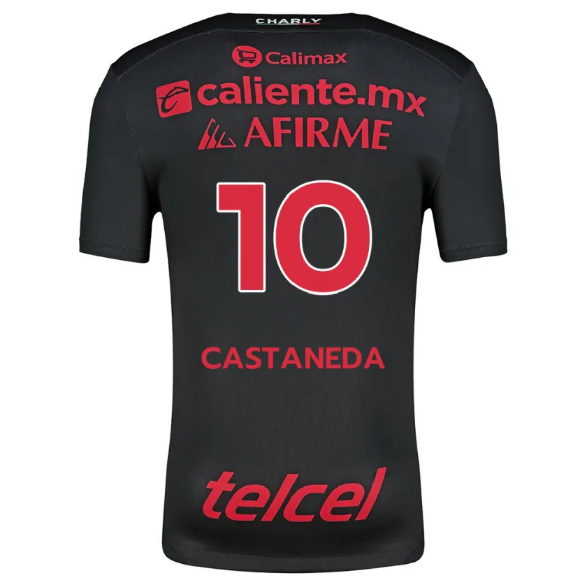 Danxen Niño Camiseta Kevin Castañeda #10 Negro Rojo 1ª Equipación 2024/25 La Camisa