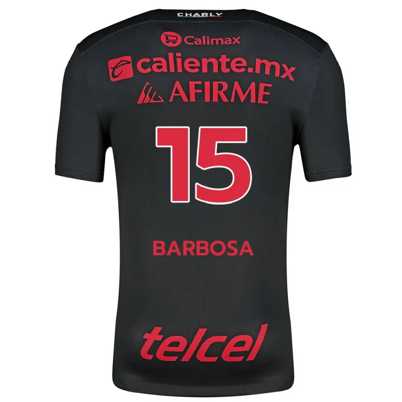 Danxen Niño Camiseta Diego Barbosa #15 Negro Rojo 1ª Equipación 2024/25 La Camisa