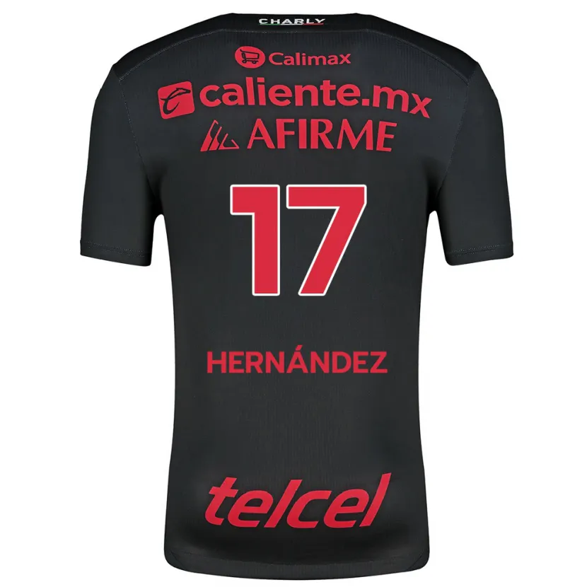 Danxen Niño Camiseta Rubén Hernández #17 Negro Rojo 1ª Equipación 2024/25 La Camisa