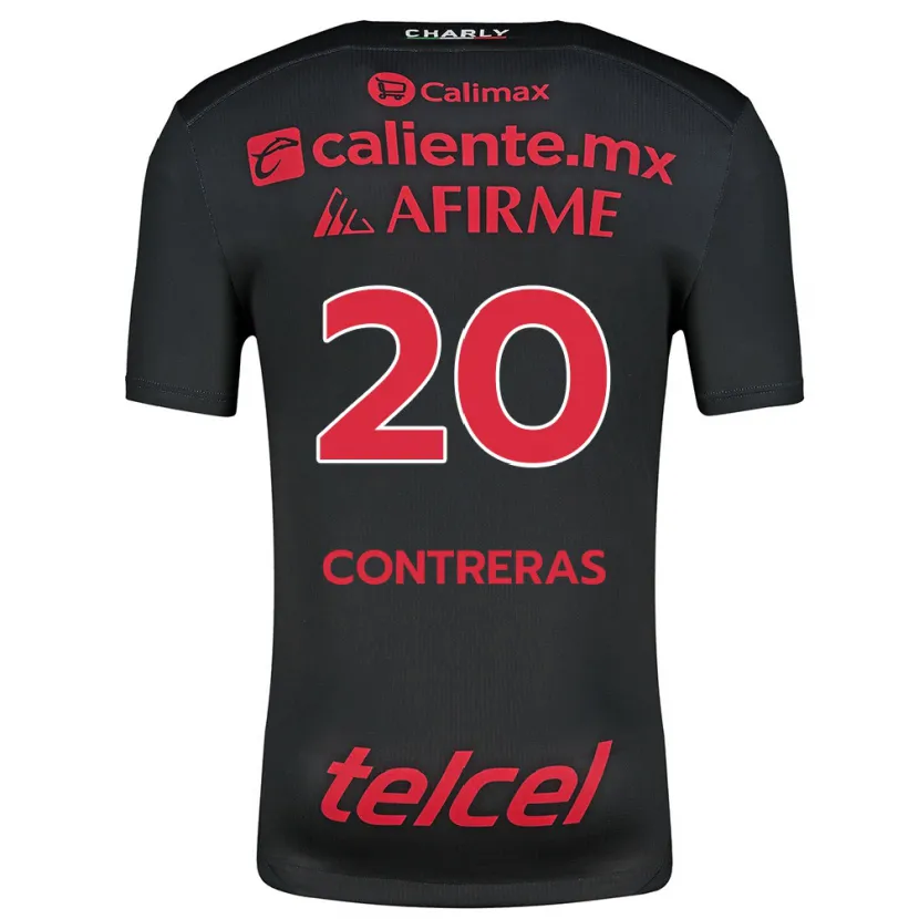 Danxen Niño Camiseta Francisco Contreras #20 Negro Rojo 1ª Equipación 2024/25 La Camisa