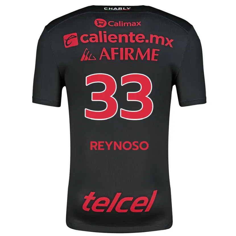 Danxen Niño Camiseta Emanuel Reynoso #33 Negro Rojo 1ª Equipación 2024/25 La Camisa