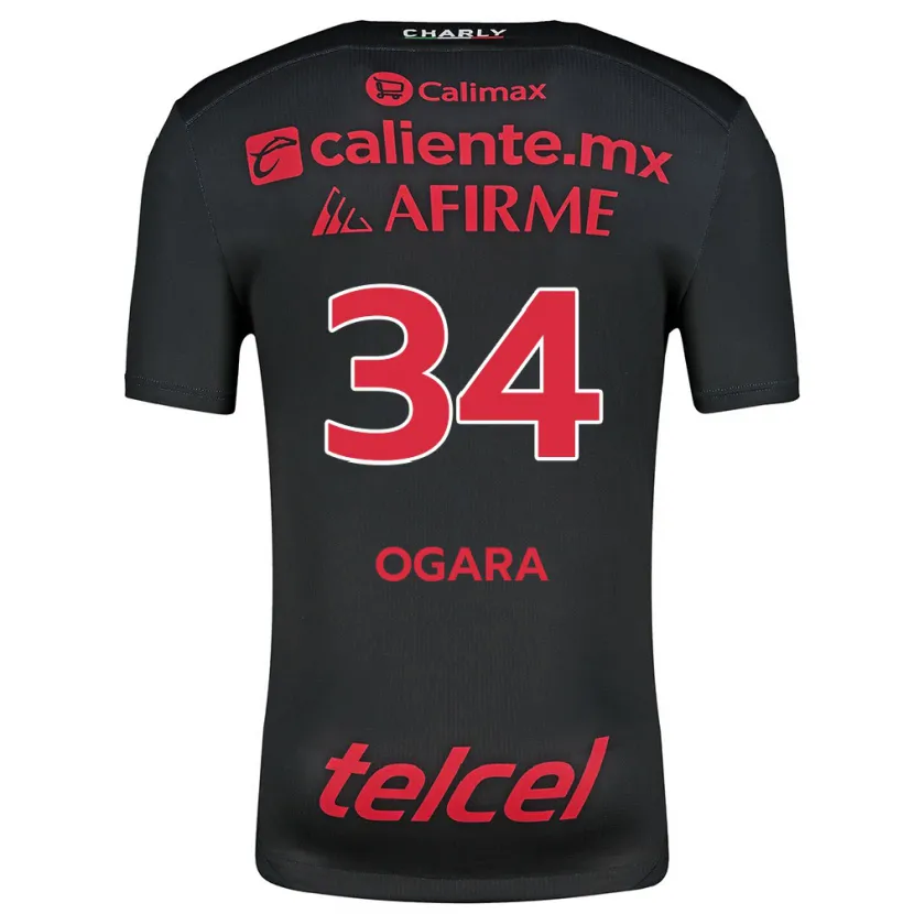 Danxen Niño Camiseta Gerson Ogara #34 Negro Rojo 1ª Equipación 2024/25 La Camisa