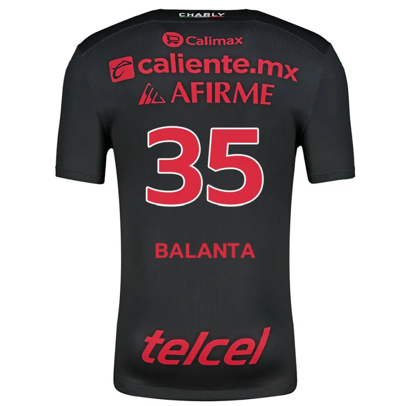 Danxen Niño Camiseta Kevin Balanta #35 Negro Rojo 1ª Equipación 2024/25 La Camisa