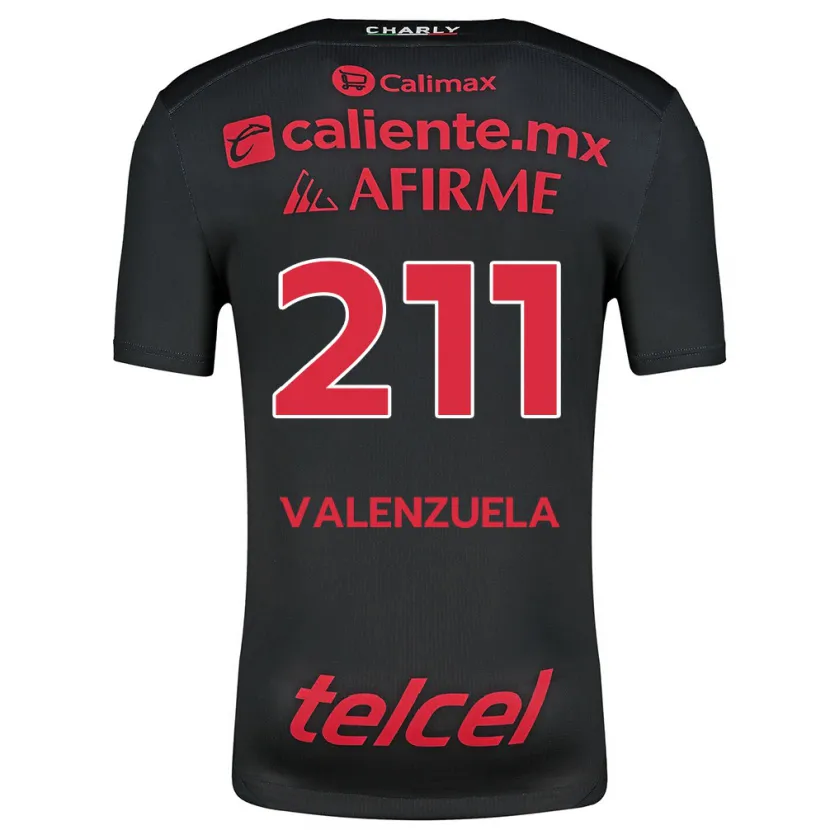 Danxen Niño Camiseta Aldieri Valenzuela #211 Negro Rojo 1ª Equipación 2024/25 La Camisa