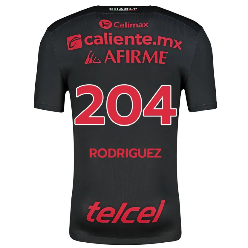 Danxen Niño Camiseta Jesús Rodríguez #204 Negro Rojo 1ª Equipación 2024/25 La Camisa