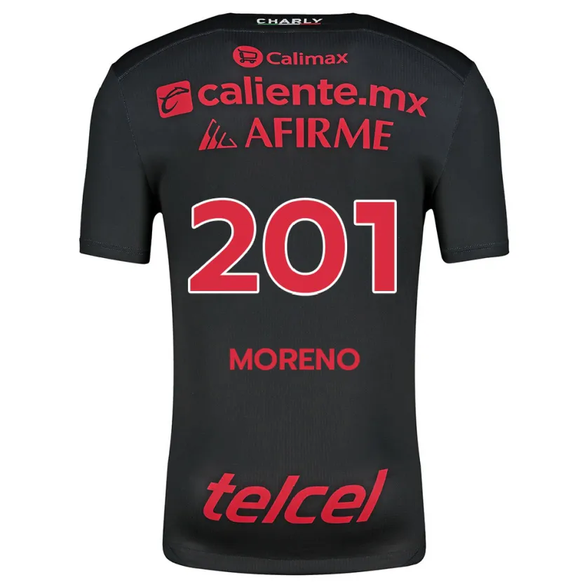 Danxen Niño Camiseta Jesús Moreno #201 Negro Rojo 1ª Equipación 2024/25 La Camisa