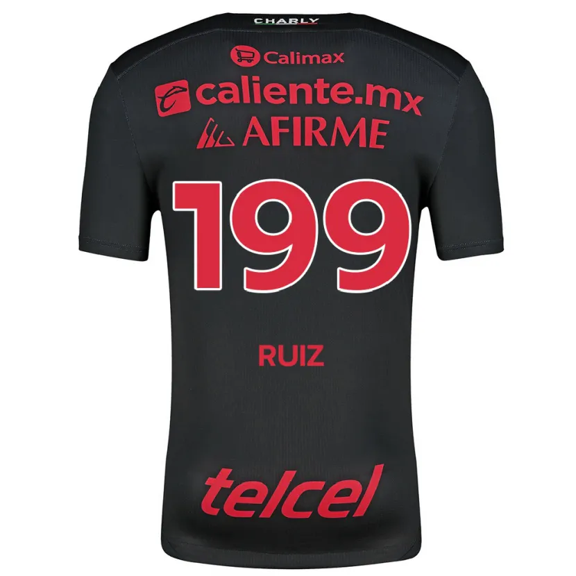 Danxen Niño Camiseta Emilio Ruiz #199 Negro Rojo 1ª Equipación 2024/25 La Camisa