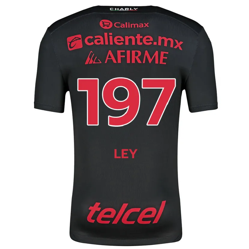 Danxen Niño Camiseta Emanuel Ley #197 Negro Rojo 1ª Equipación 2024/25 La Camisa