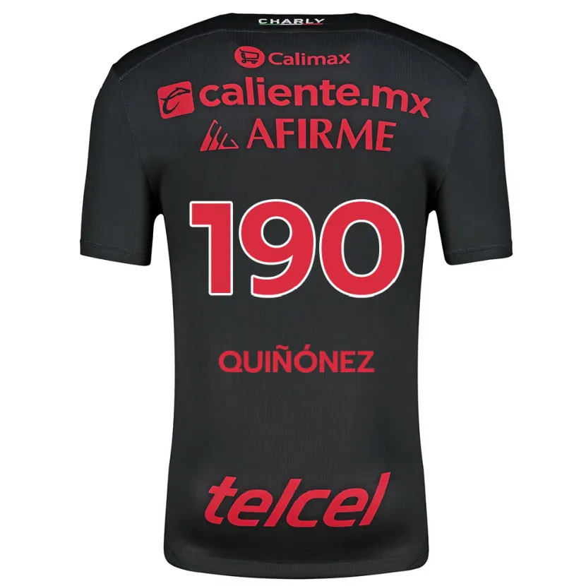 Danxen Niño Camiseta Martín Quiñónez #190 Negro Rojo 1ª Equipación 2024/25 La Camisa