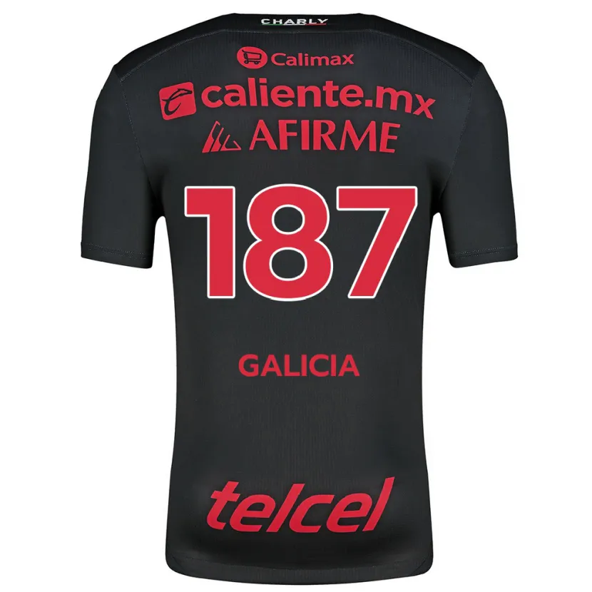 Danxen Niño Camiseta Carlos Galicia #187 Negro Rojo 1ª Equipación 2024/25 La Camisa