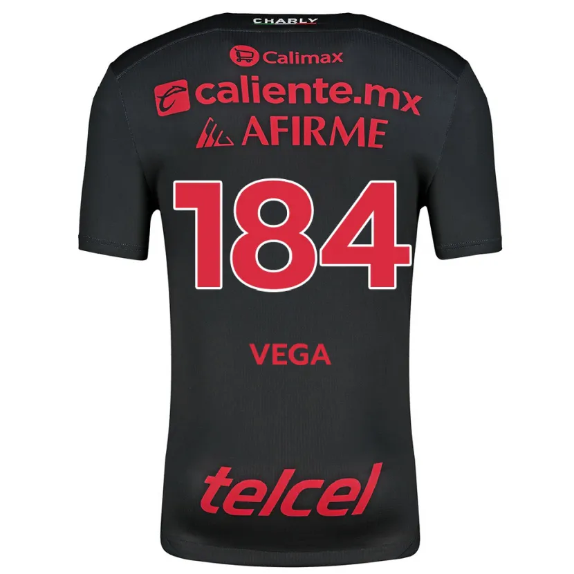 Danxen Niño Camiseta Daniel Vega #184 Negro Rojo 1ª Equipación 2024/25 La Camisa