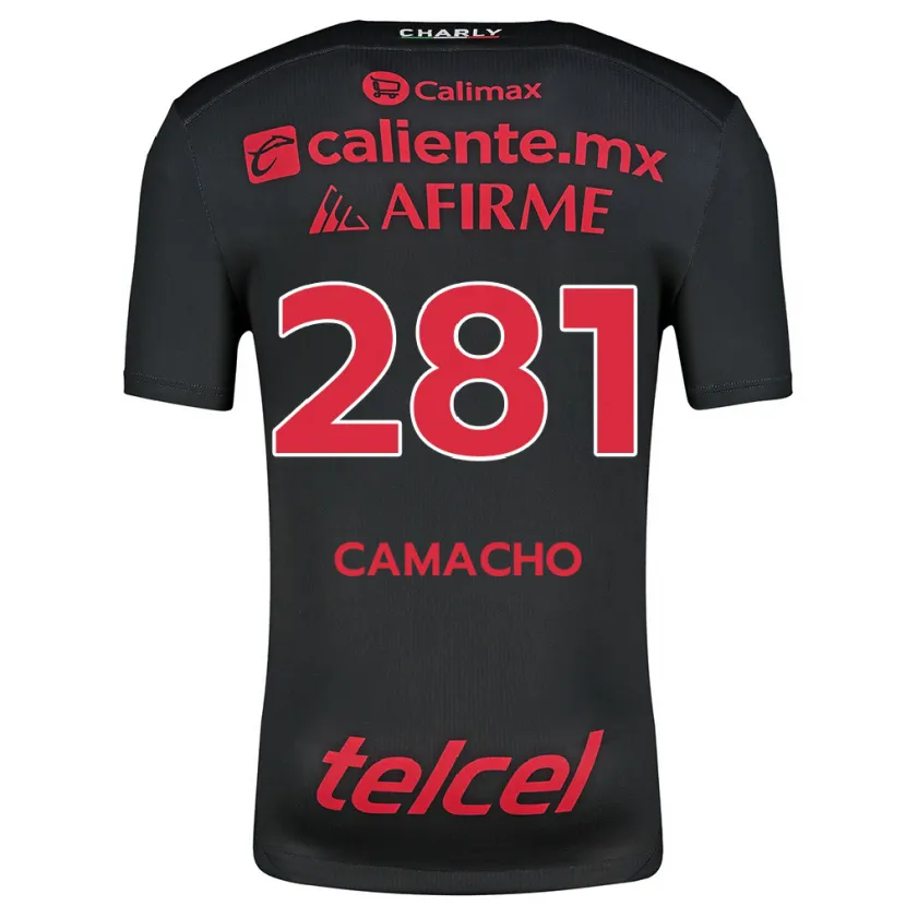 Danxen Niño Camiseta Javier Camacho #281 Negro Rojo 1ª Equipación 2024/25 La Camisa