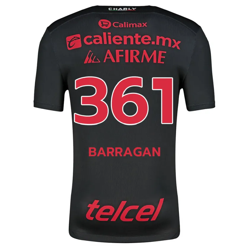 Danxen Niño Camiseta Jesús Barragán #361 Negro Rojo 1ª Equipación 2024/25 La Camisa