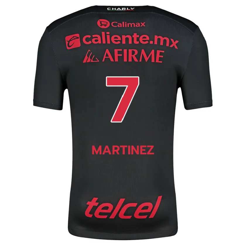 Danxen Niño Camiseta Alejandro Martínez #7 Negro Rojo 1ª Equipación 2024/25 La Camisa