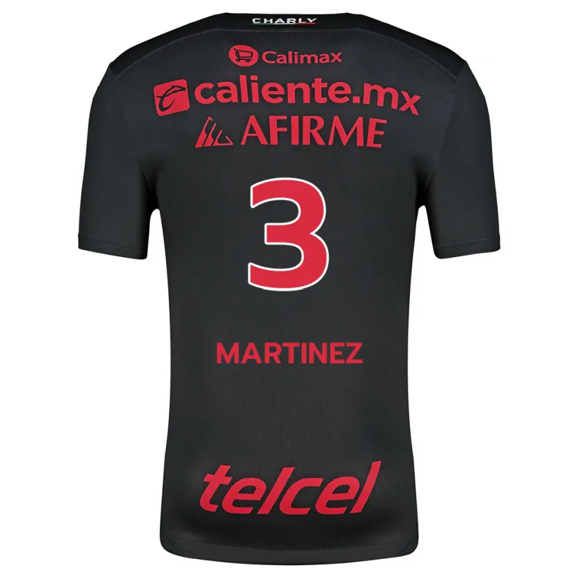 Danxen Niño Camiseta Nathaly Martínez #3 Negro Rojo 1ª Equipación 2024/25 La Camisa