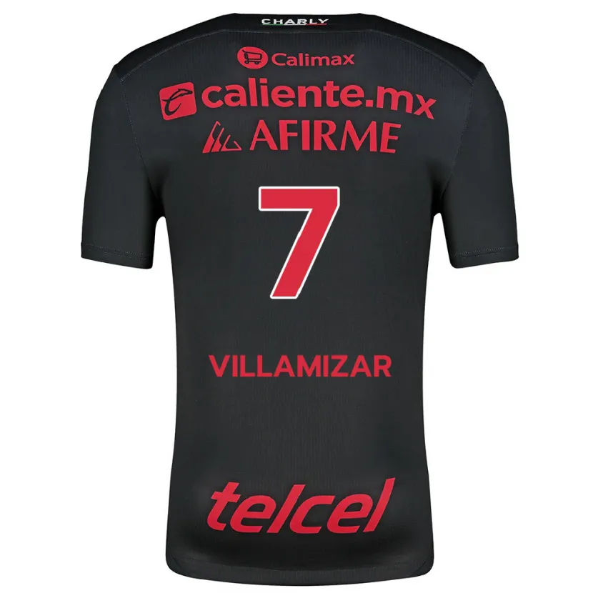 Danxen Niño Camiseta Paola Villamizar #7 Negro Rojo 1ª Equipación 2024/25 La Camisa