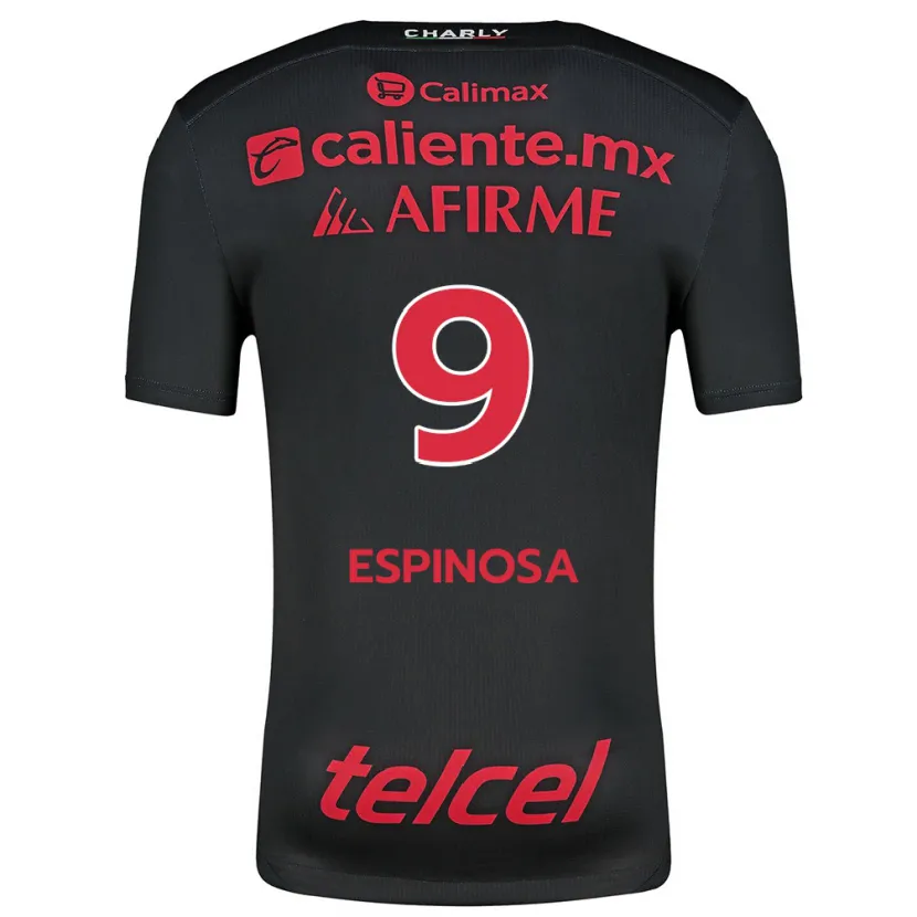 Danxen Niño Camiseta Daniela Espinosa #9 Negro Rojo 1ª Equipación 2024/25 La Camisa