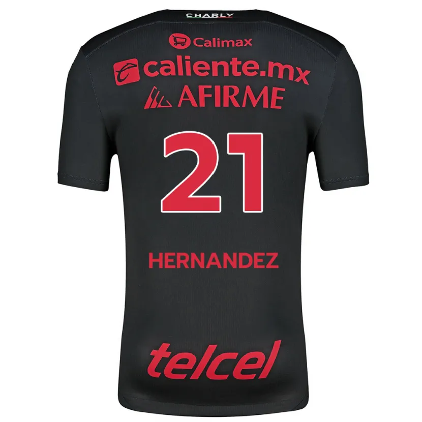 Danxen Niño Camiseta Inglis Hernández #21 Negro Rojo 1ª Equipación 2024/25 La Camisa