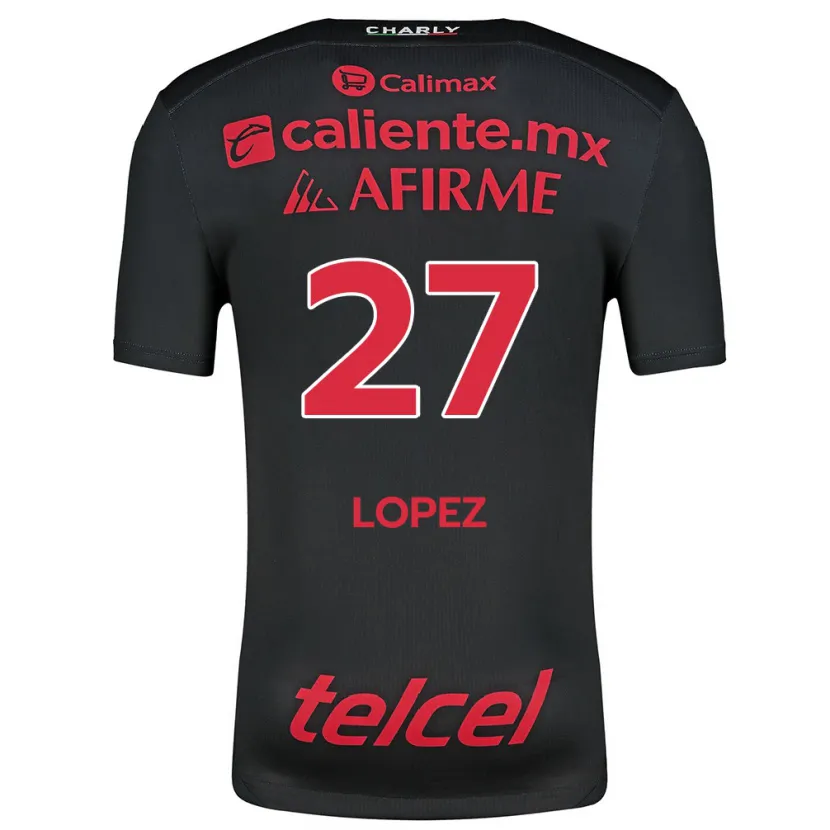 Danxen Niño Camiseta Victoria López #27 Negro Rojo 1ª Equipación 2024/25 La Camisa