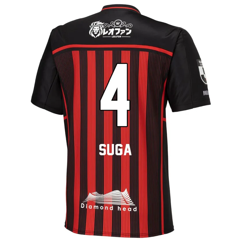 Danxen Niño Camiseta Daiki Suga #4 Negro Rojo 1ª Equipación 2024/25 La Camisa