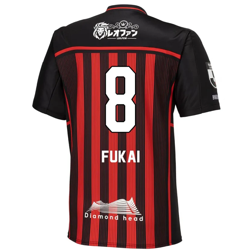 Danxen Niño Camiseta Kazuki Fukai #8 Negro Rojo 1ª Equipación 2024/25 La Camisa