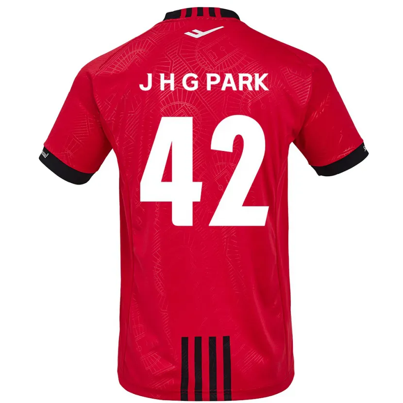 Danxen Niño Camiseta Jang Han-Gyeol Park #42 Negro Rojo 1ª Equipación 2024/25 La Camisa