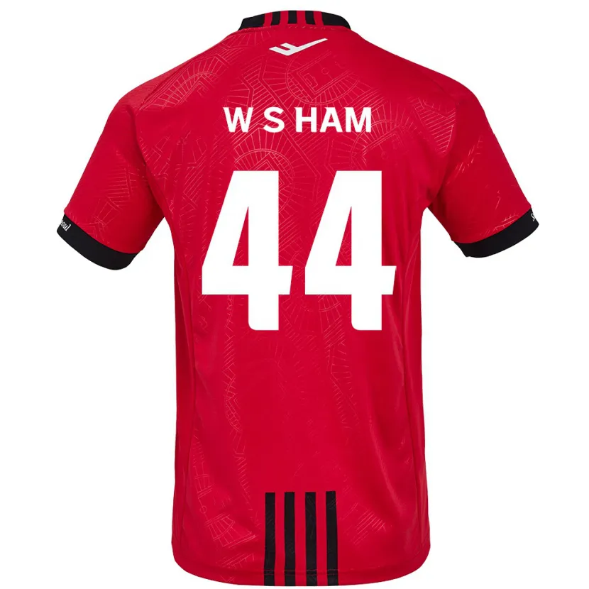 Danxen Niño Camiseta Sun-Woo Ham #44 Negro Rojo 1ª Equipación 2024/25 La Camisa